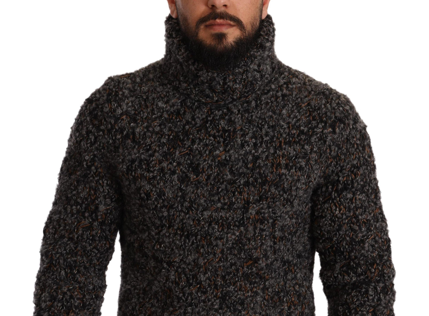 Suéter elegante de cuello alto moteado en mezcla de lana