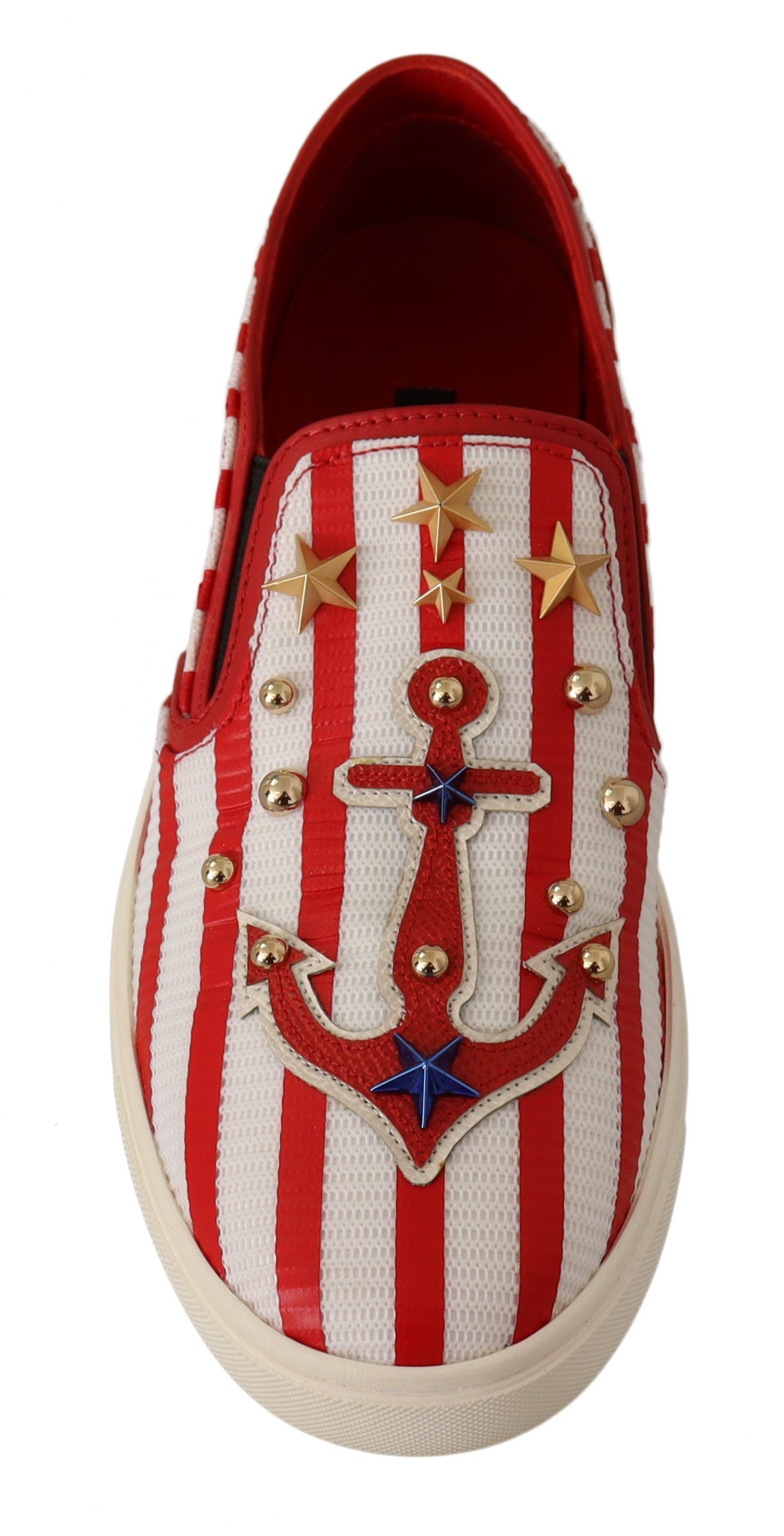 Mocasines con tachuelas y estampado de rayas