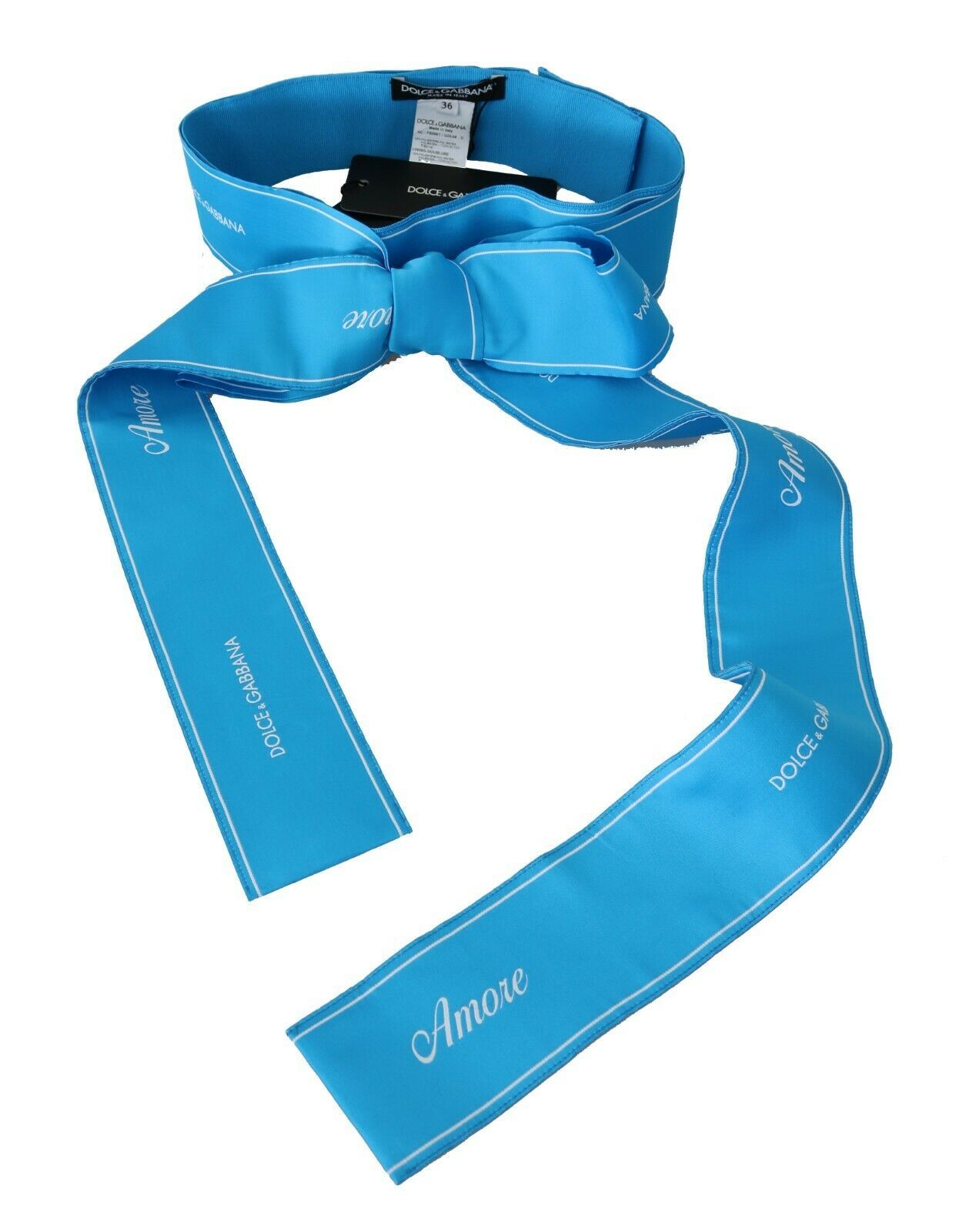 Cinturón elegante con lazo y broche azul