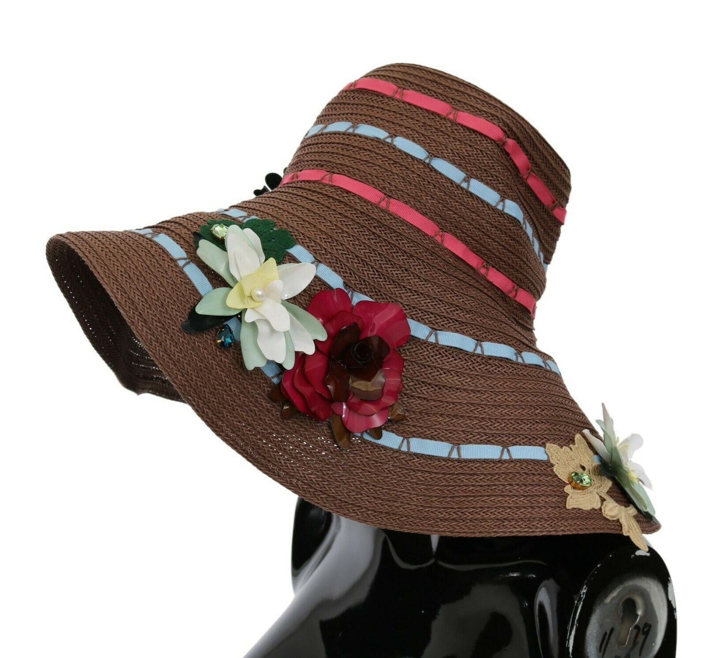 Elegante sombrero de ala ancha con diseño floral flexible