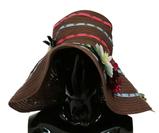 Elegante sombrero de ala ancha con diseño floral flexible