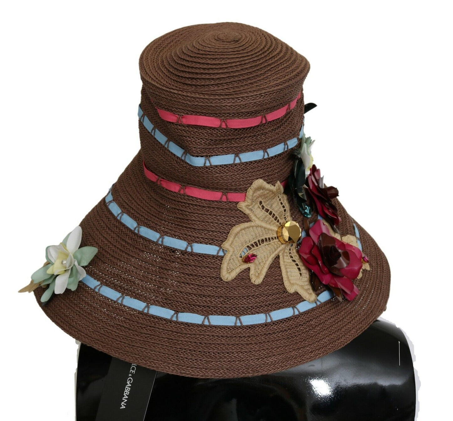 Elegante sombrero de ala ancha con diseño floral flexible
