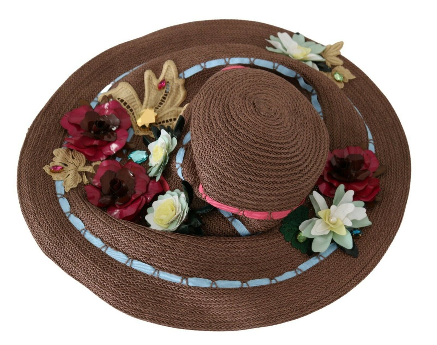 Elegante sombrero de ala ancha con diseño floral flexible