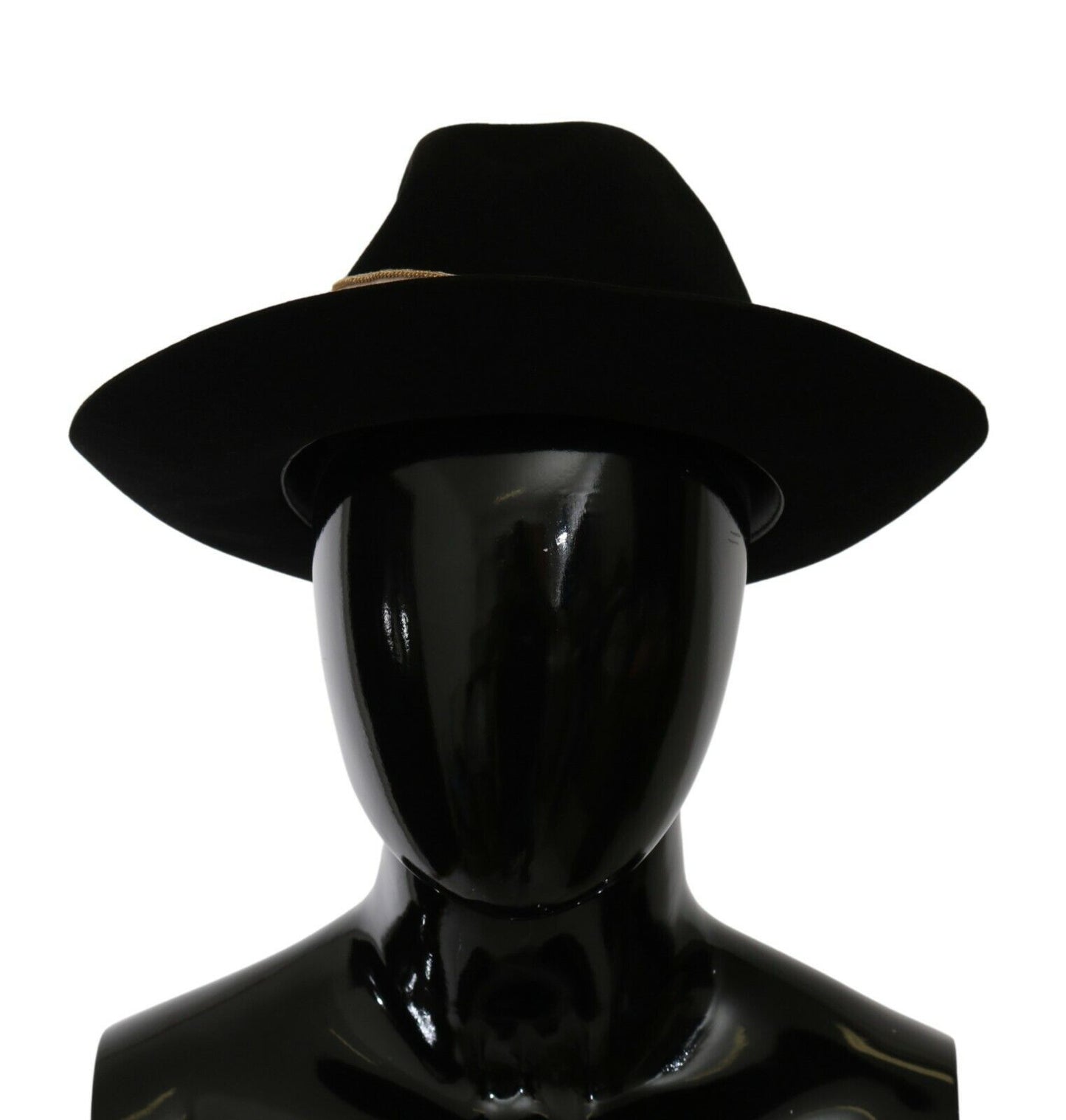 Elegante sombrero panamá de ala ancha con diseño de conejo negro