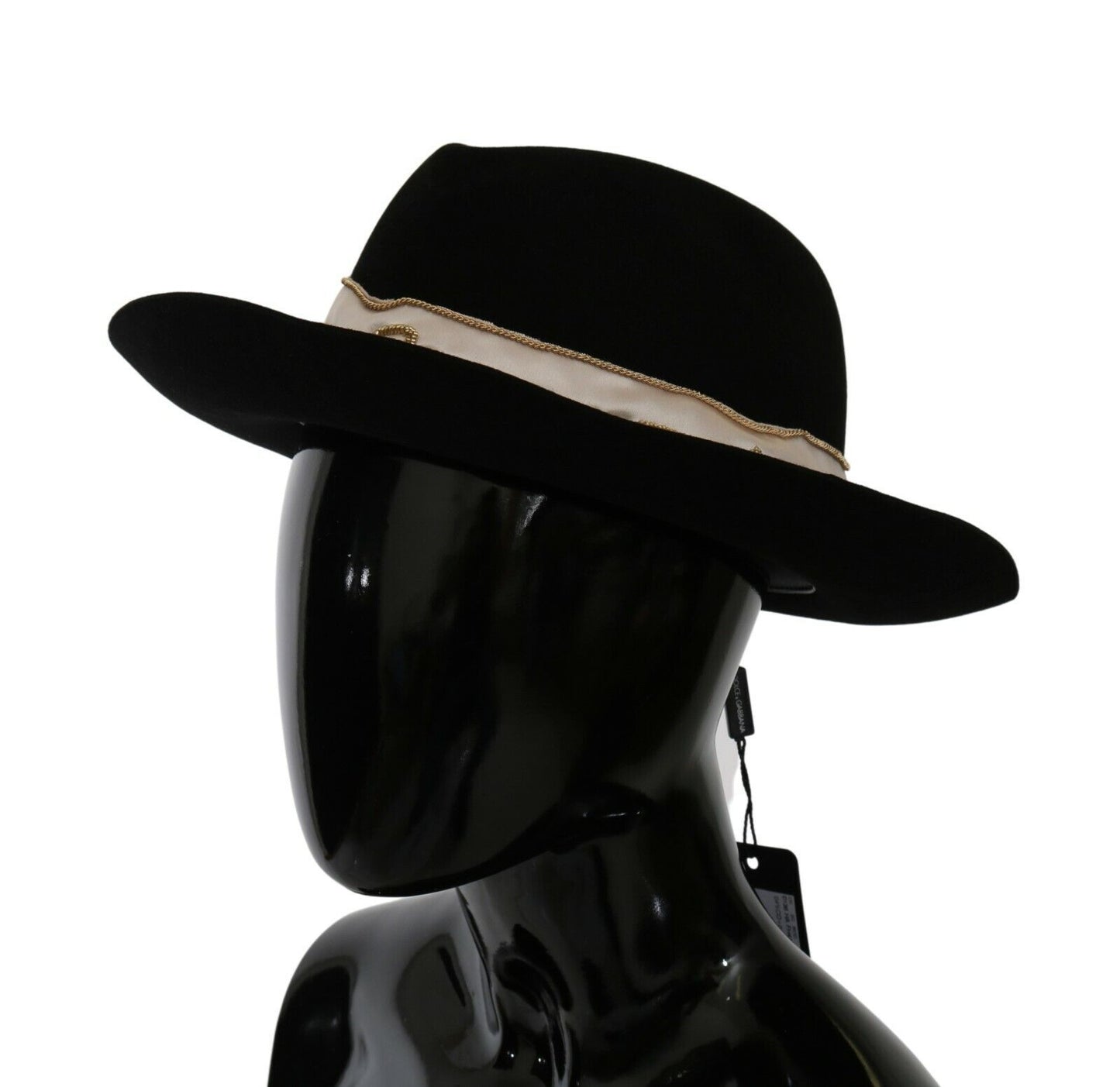 Elegante sombrero panamá de ala ancha con diseño de conejo negro
