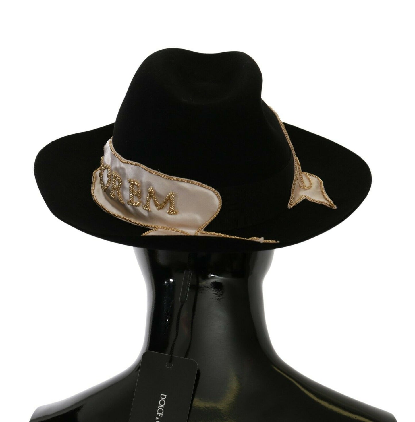 Elegante sombrero panamá de ala ancha con diseño de conejo negro