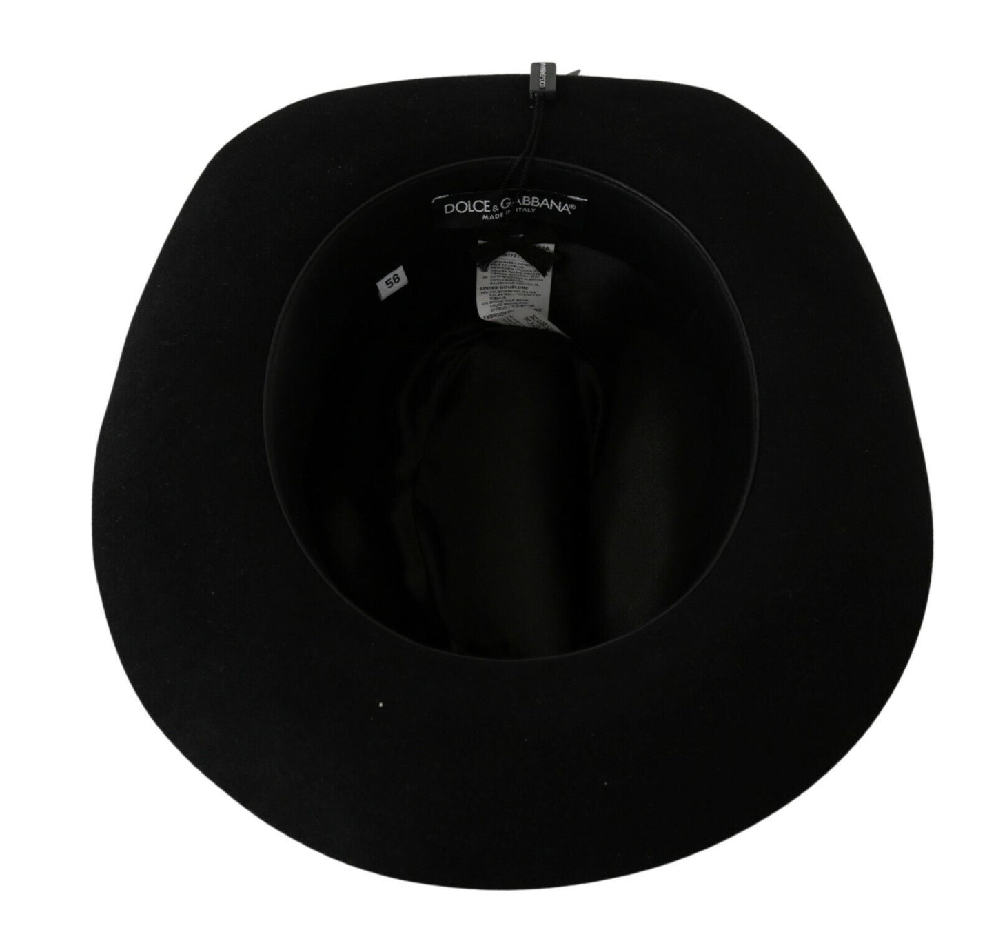 Elegante sombrero panamá de ala ancha con diseño de conejo negro