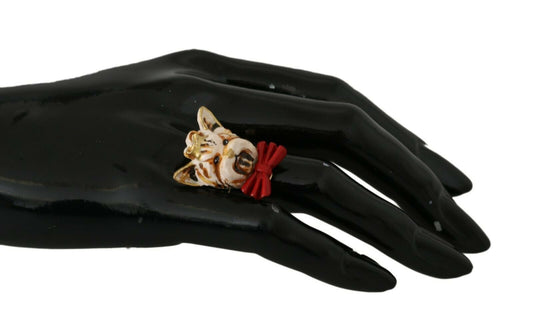 Elegante anillo para mujer con dije canino