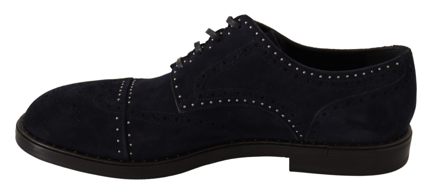 Elegantes zapatos Derby de ante con tachuelas plateadas