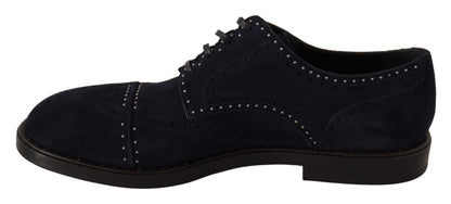 Elegantes zapatos Derby de ante con tachuelas plateadas