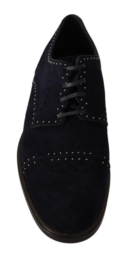 Elegantes zapatos Derby de ante con tachuelas plateadas