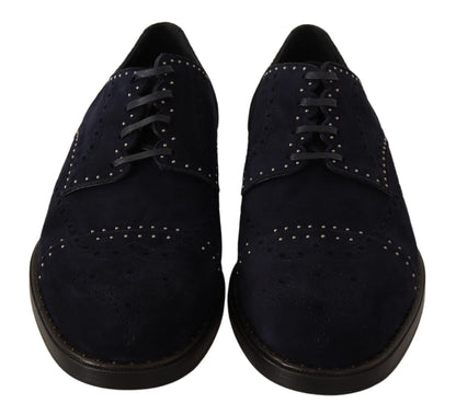Elegantes zapatos Derby de ante con tachuelas plateadas