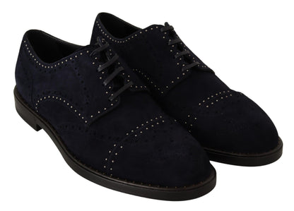 Elegantes zapatos Derby de ante con tachuelas plateadas