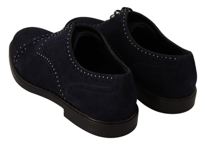 Elegantes zapatos Derby de ante con tachuelas plateadas