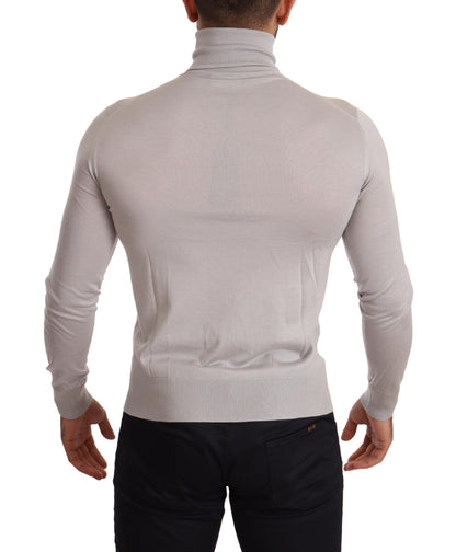 Elegante jersey de cuello alto en mezcla de cachemira y seda