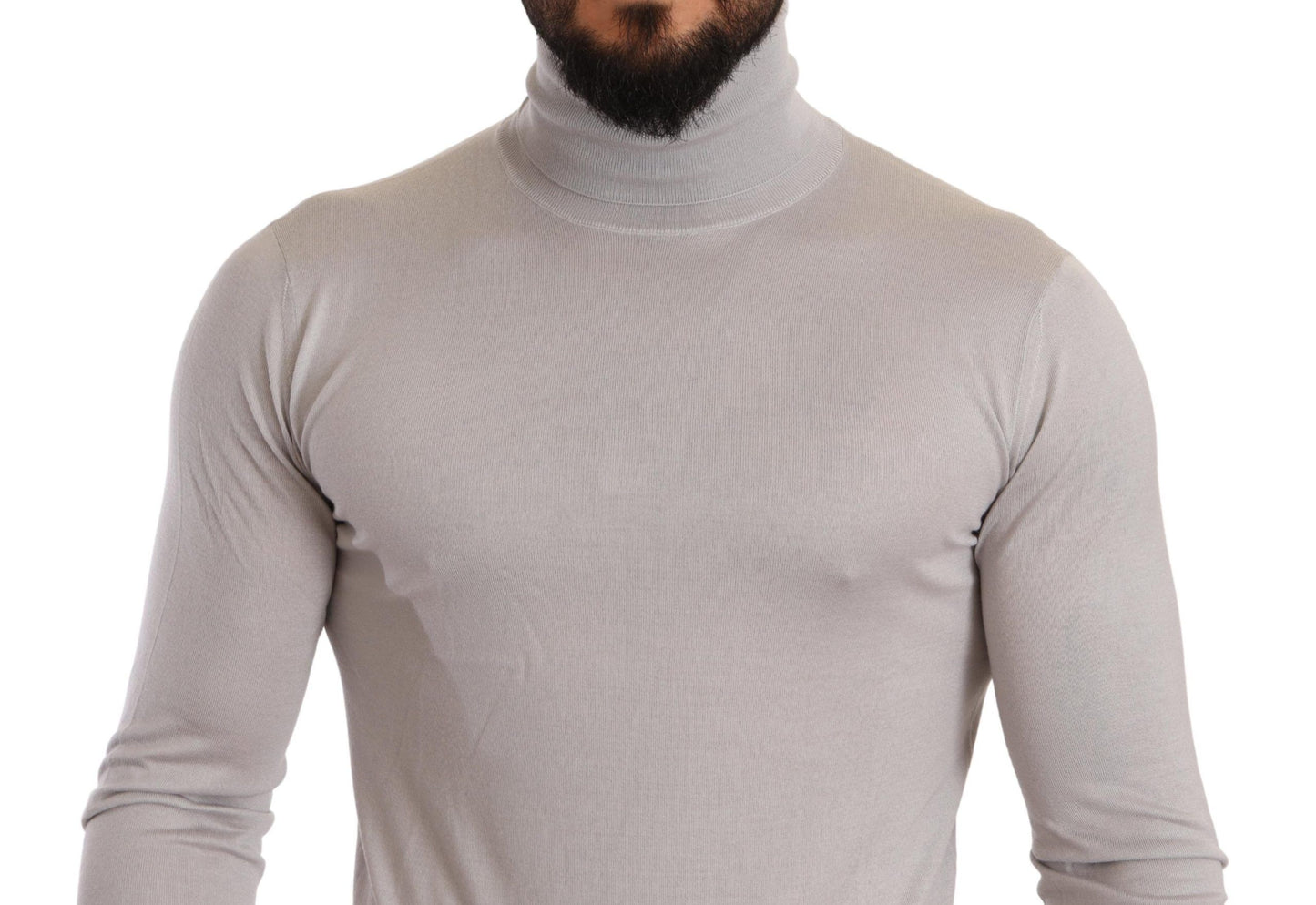 Elegante jersey de cuello alto en mezcla de cachemira y seda