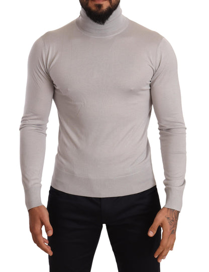 Elegante jersey de cuello alto en mezcla de cachemira y seda