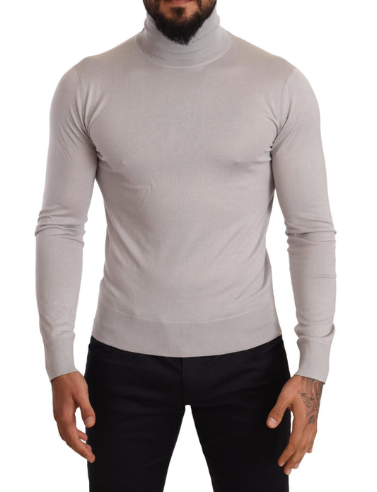 Elegante jersey de cuello alto en mezcla de cachemira y seda
