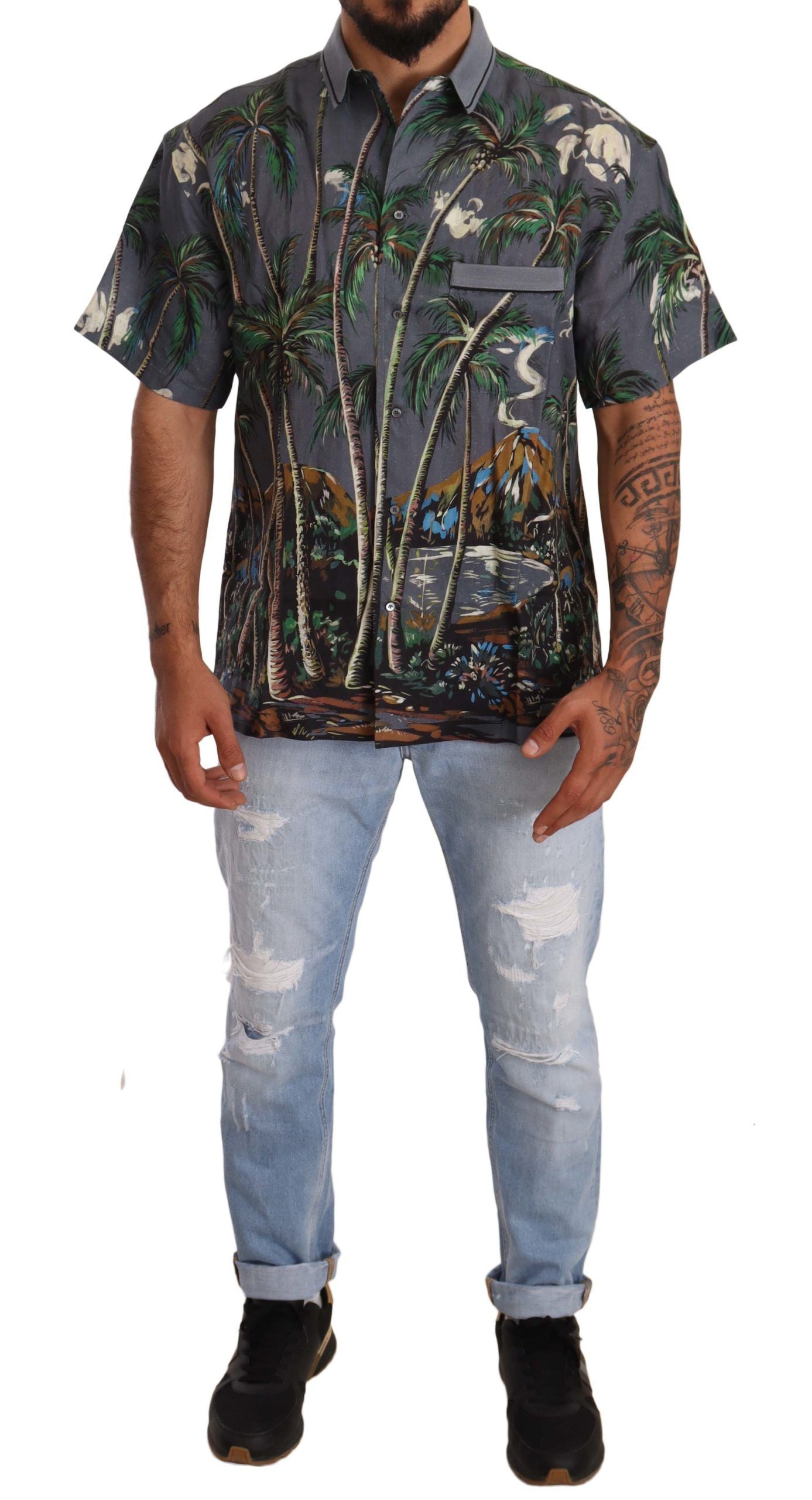 Camisa de lino y seda para hombre con elegancia tropical