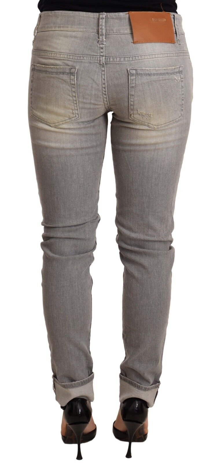 Vaqueros pitillo elegantes de mezclilla gris lavado