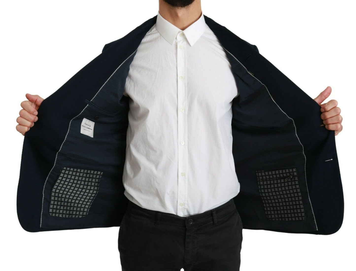 Blazer azul oscuro elegante de corte entallado para hombre