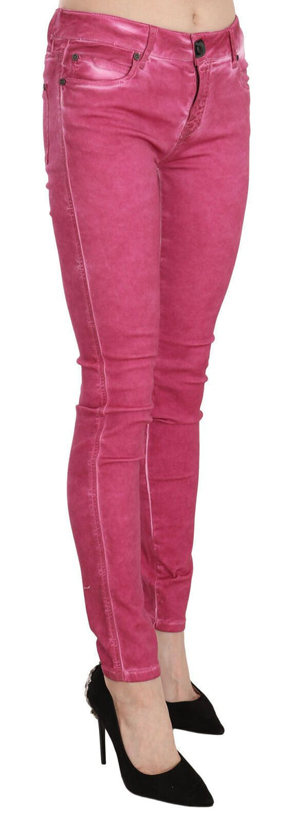 Pantalones pitillo elegantes de cintura media en color rosa