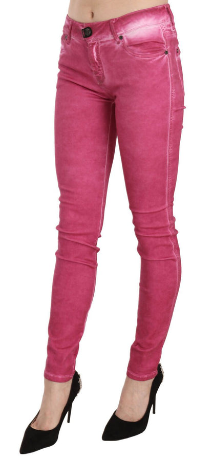 Pantalones pitillo elegantes de cintura media en color rosa