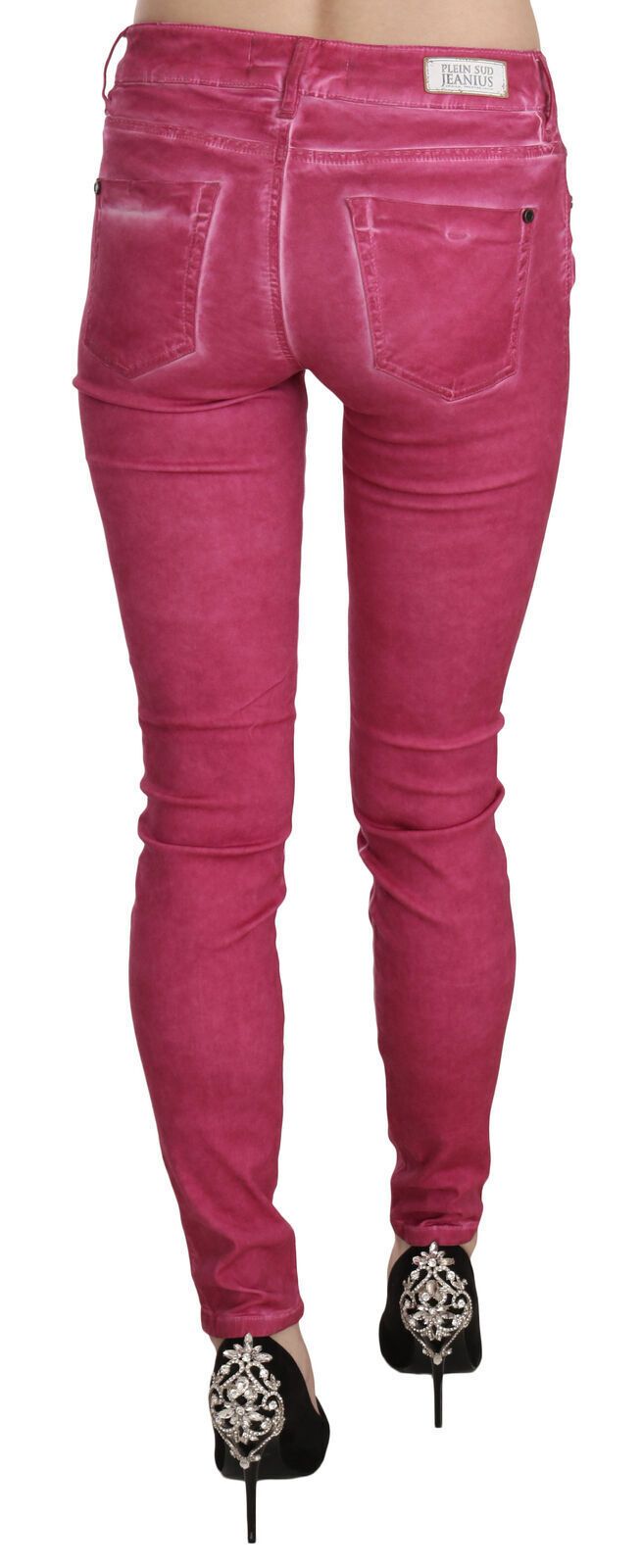Pantalones pitillo elegantes de cintura media en color rosa