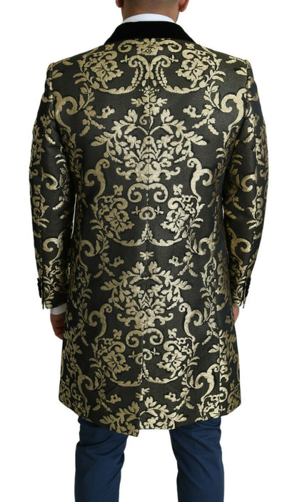 Abrigo cruzado de jacquard Sicilia dorado y negro