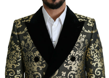 Abrigo cruzado de jacquard Sicilia dorado y negro