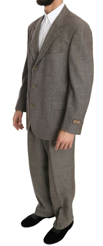 Elegante traje de lana marrón claro para hombre