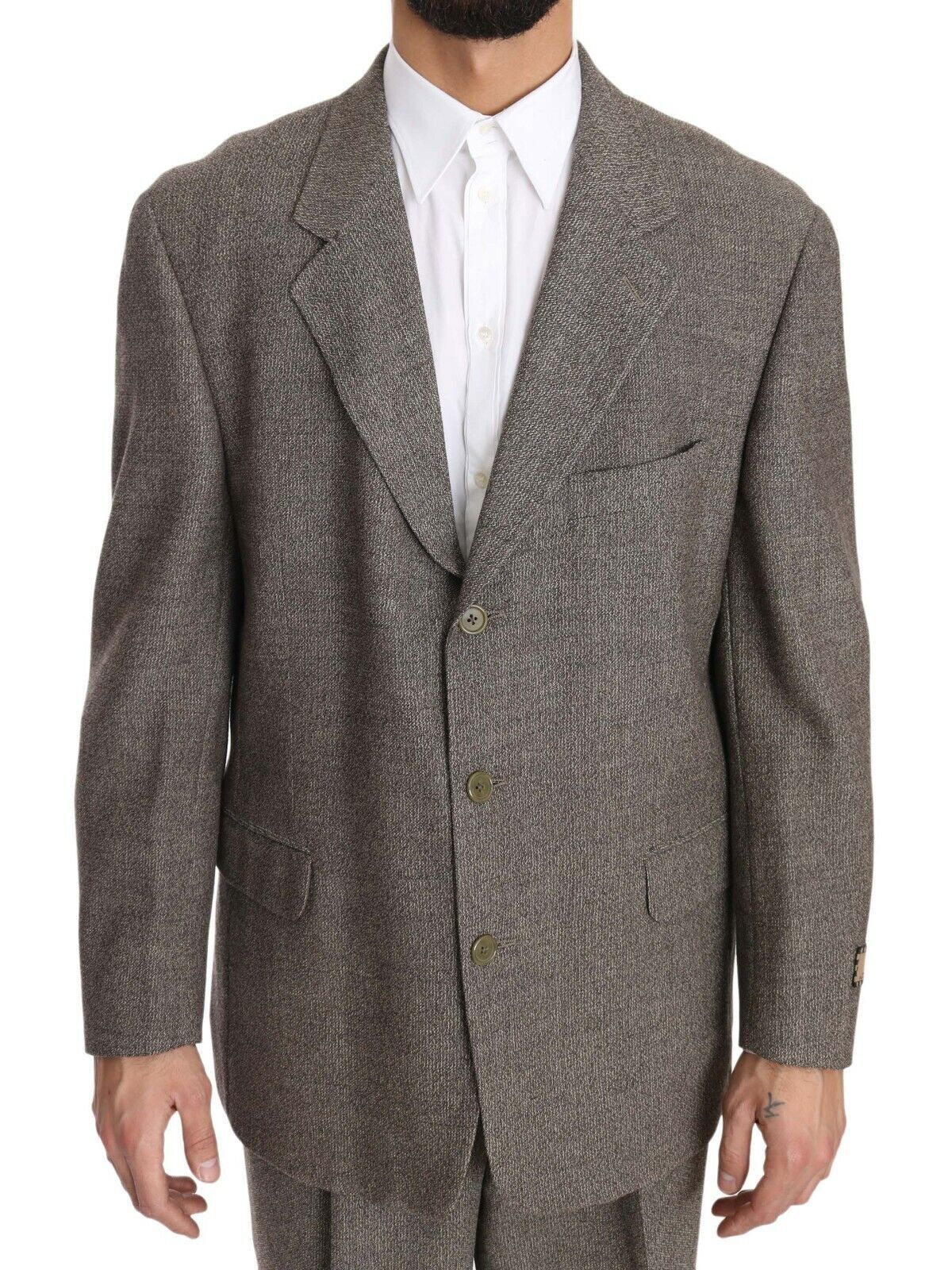 Elegante traje de lana marrón claro para hombre