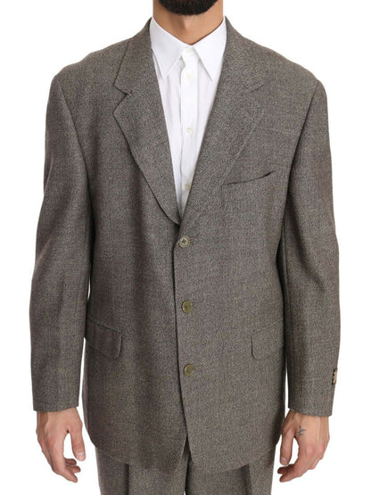 Elegante traje de lana marrón claro para hombre