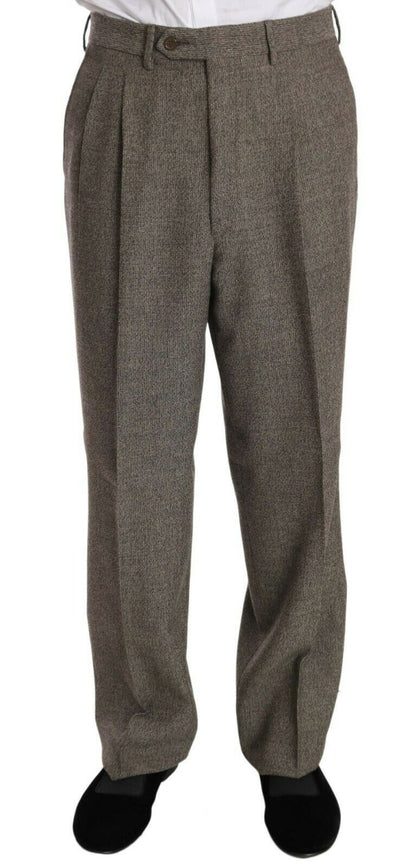 Elegante traje de lana marrón claro para hombre