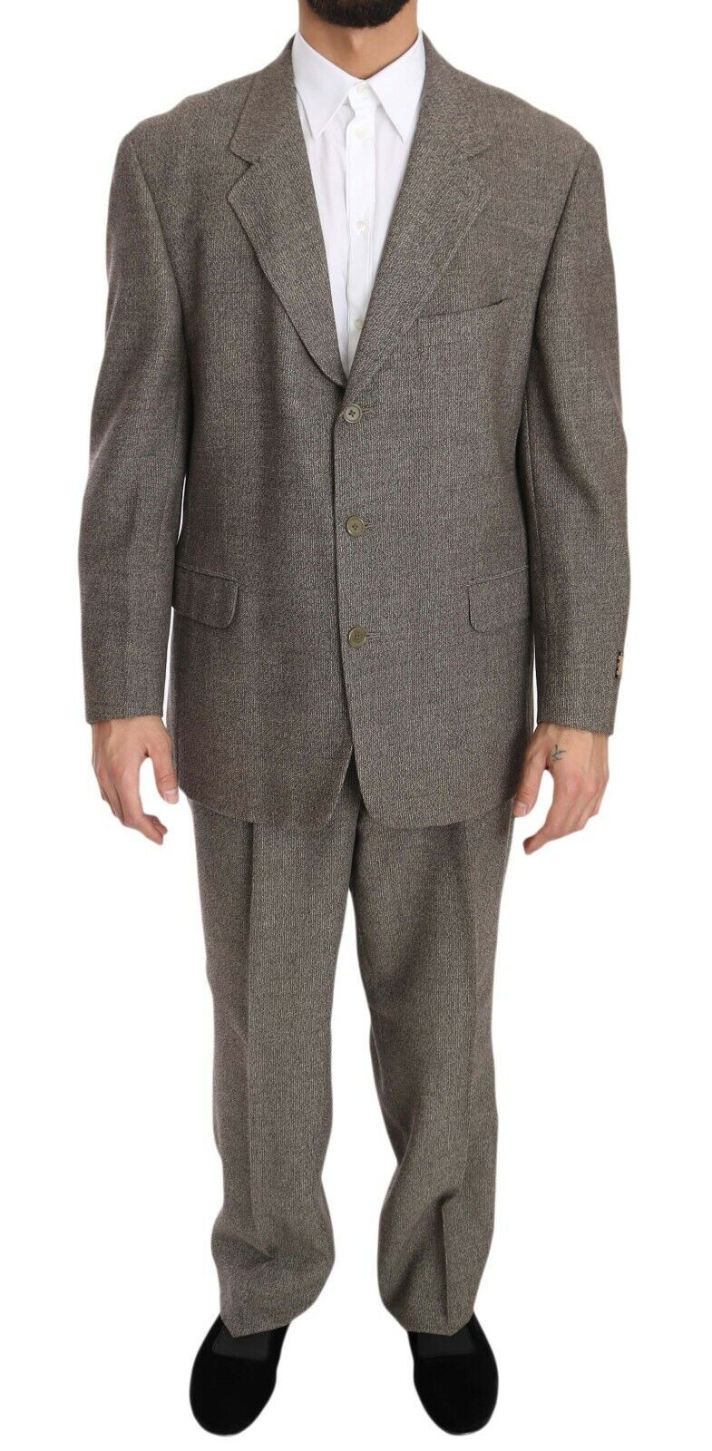 Elegante traje de lana marrón claro para hombre
