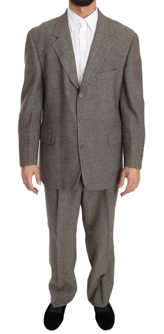 Elegante traje de lana marrón claro para hombre