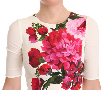 Elegante vestido midi ajustado con estampado floral