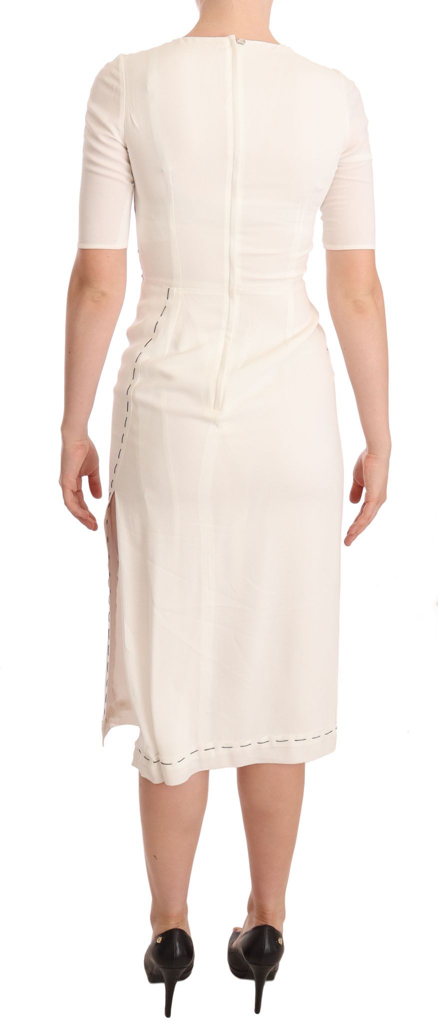 Elegante vestido midi ajustado con estampado floral