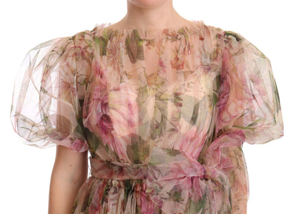 Vestido largo de nailon con estampado floral