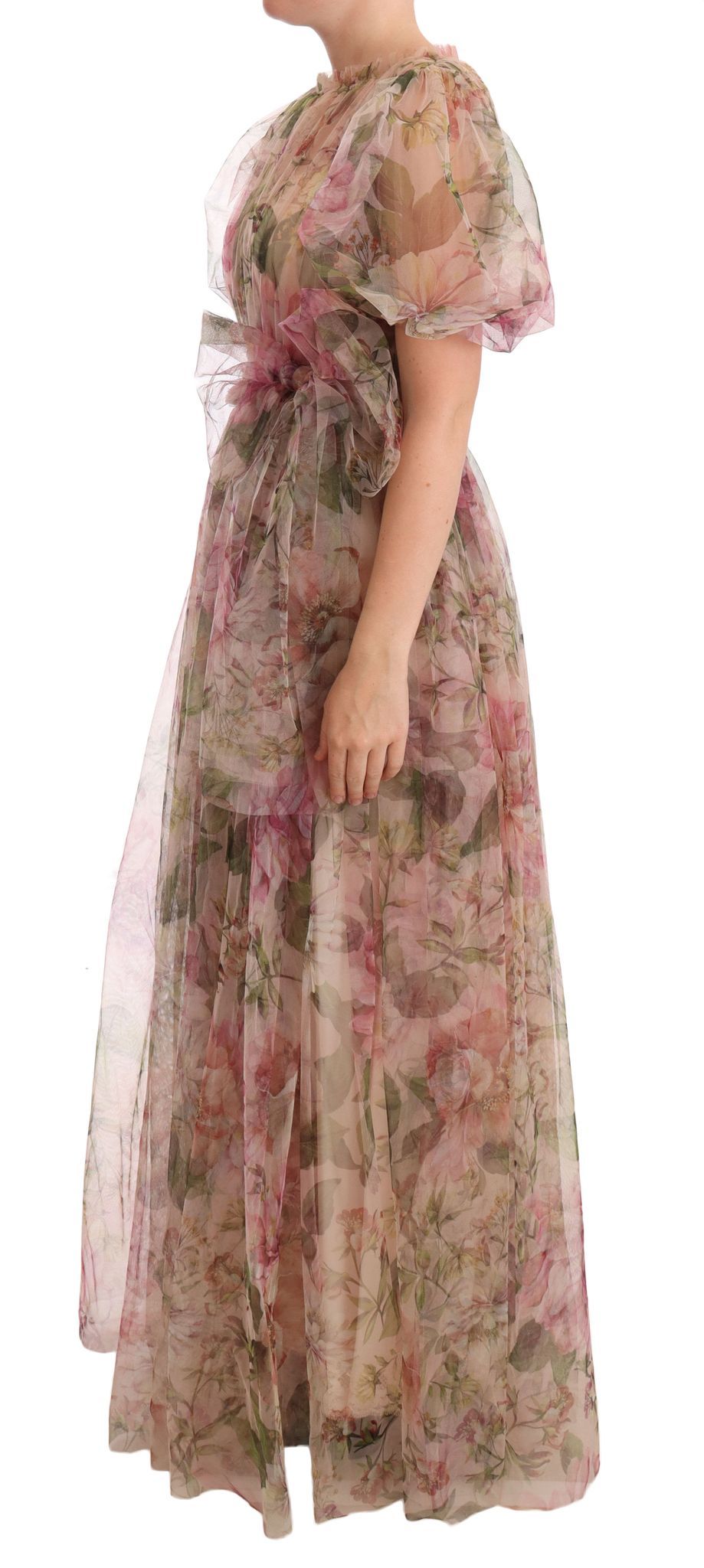 Vestido largo de nailon con estampado floral