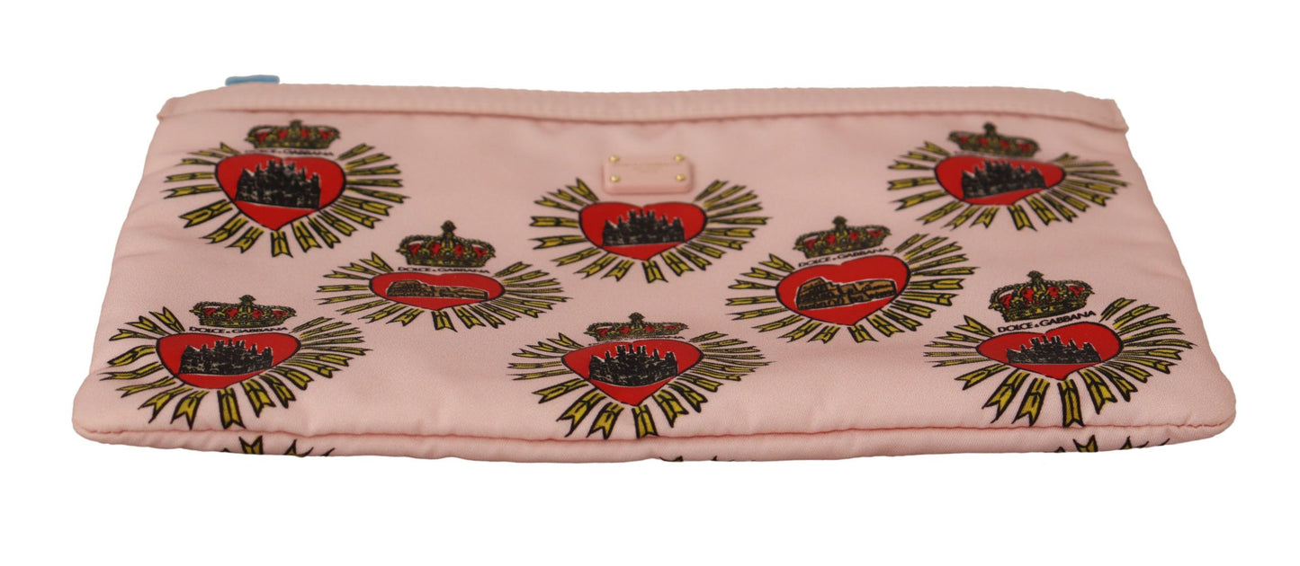 Elegante cartera de mano con forma de corazón rosa