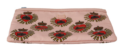 Elegante cartera de mano con forma de corazón rosa