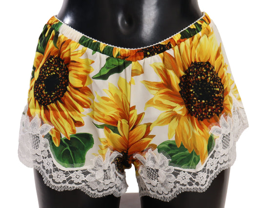 Shorts de lencería de encaje de girasol - Mezcla de seda