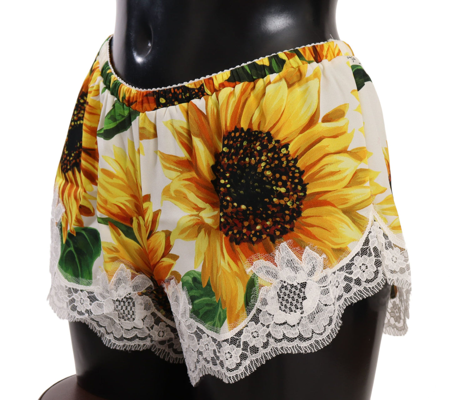 Shorts de lencería de encaje de girasol - Mezcla de seda