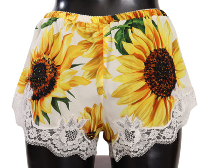 Shorts de lencería de encaje de girasol - Mezcla de seda