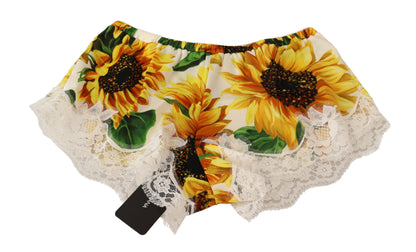 Shorts de lencería de encaje de girasol - Mezcla de seda