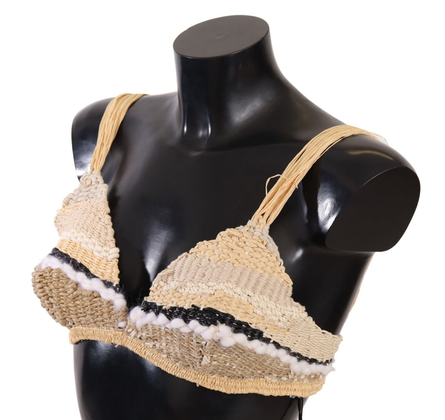 Top corto de crochet beige chic