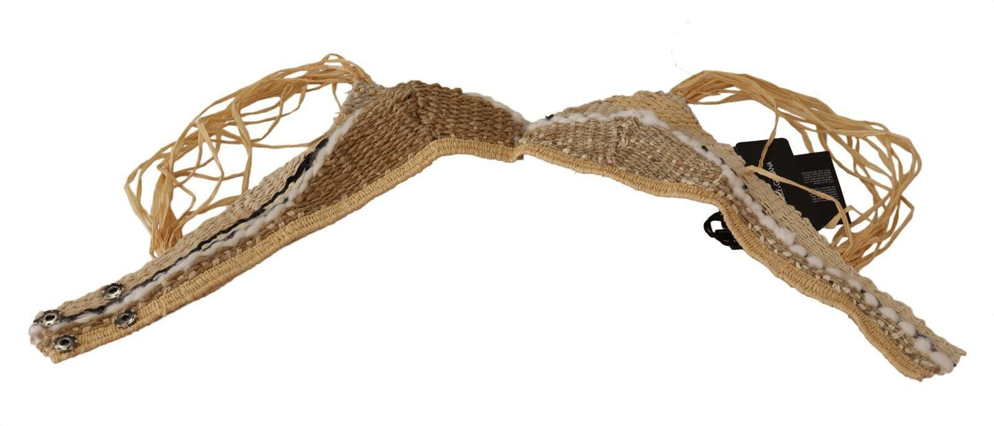 Top corto de crochet beige chic