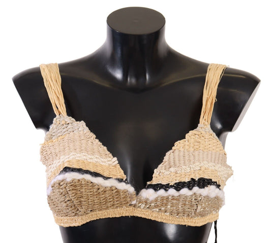 Top corto de crochet beige chic