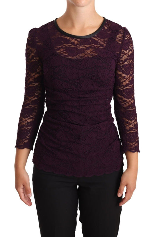 Elegante blusa de manga larga con encaje transparente